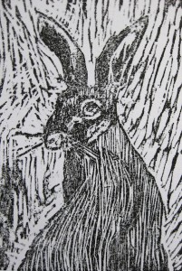 hare woodcut
